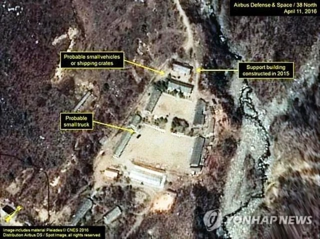 Bãi thử hạt nhân Punggye-ri chụp từ vệ tinh, năm 2015. (Ảnh: Yonhap)