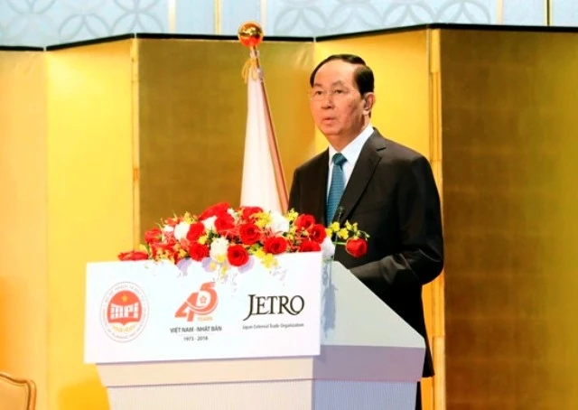Chủ tịch nước Trần Đại Quang phát biểu tại Hội nghị. (Ảnh: TTXVN)