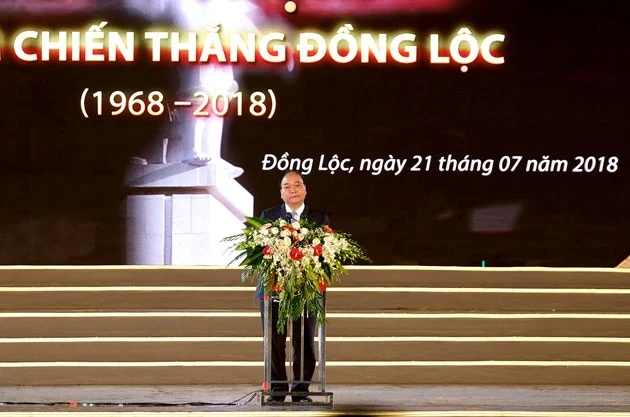 Thủ tướng Nguyễn Xuân Phúc phát biểu tại lễ kỷ niệm. 