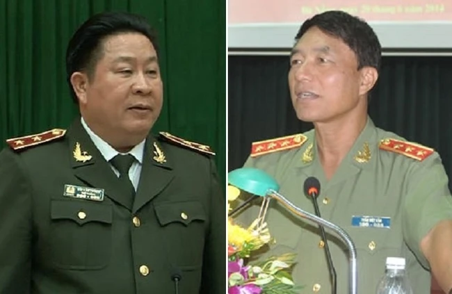Từ trái sang, Trung tướng Bùi Văn Thành và Thượng tướng Trần Việt Tân.
