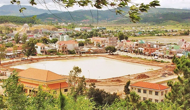 Một góc thị trấn Đinh Văn, huyện Lâm Hà (Lâm Đồng).