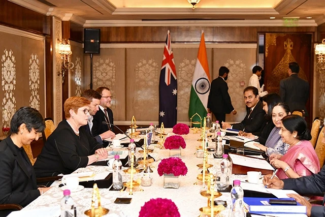 Buổi làm việc giữa các lãnh đạo Ấn Độ và Australia trong khuôn khổ chuyến công du Ấn Độ của Bộ trưởng Ngoại giao Australia M.Payne.