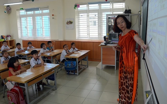 Giờ học tại Trường tiểu học Sài Đồng, Hà Nội( Ảnh minh họa: DUY LINH)