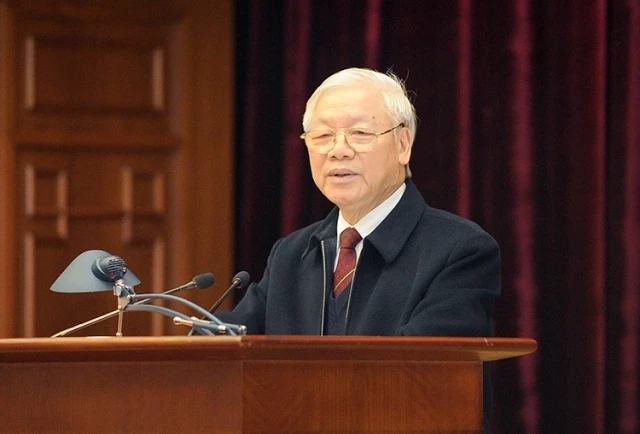 Tổng Bí thư, Chủ tịch nước Nguyễn Phú Trọng phát biểu ý kiến chỉ đạo hội nghị.