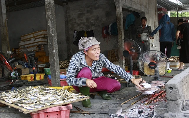 Cuộc sống của người dân gắn với biển cả tại thị xã Cửa Lò, tỉnh Nghệ An. Trong ảnh: Một gian hàng cá khô tại chợ cá Nghi Thủy.