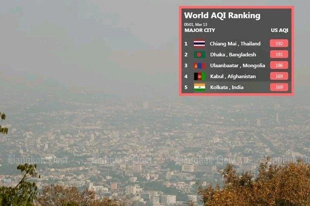 Ô nhiễm không khí và khói bụi tại Chiang Mai ở mức báo động. (Ảnh: Bangkok Post)