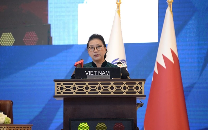 Chủ tịch Quốc hội Nguyễn Thị Kim Ngân phát biểu ý kiến tại phiên họp toàn thể Đại hội đồng IPU-140.