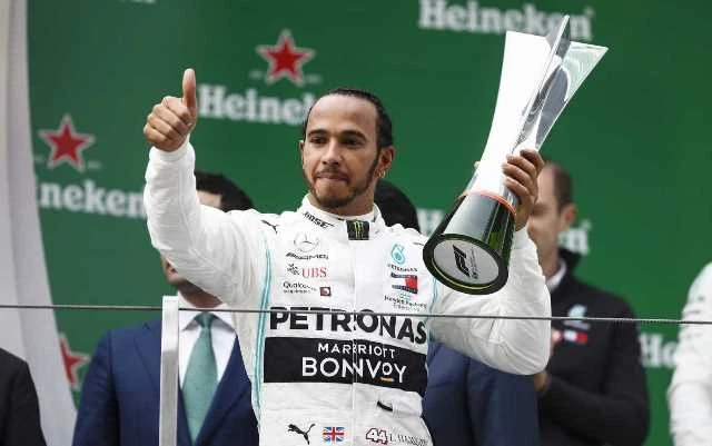 Lewis Hamilton ăn mừng chiến thắng ở chặng đua F1 thứ 1.000 - Trung Quốc Grand Prix 2019, tại trường đua quốc tế Thượng Hải, Trung Quốc, ngày 14-4. (Ảnh: LAT Images)