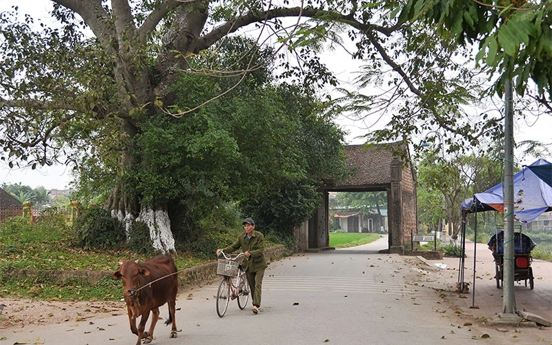 Cổng làng cổ Đường Lâm vẫn gần như nguyên vẹn khi được xây dựng từ thời vua Lê Thần Tông với kiến trúc “thượng gia hạ môn” (trên là nhà, dưới là cổng) . Cổng làng được xây bằng đá ong, hai cánh cổng l