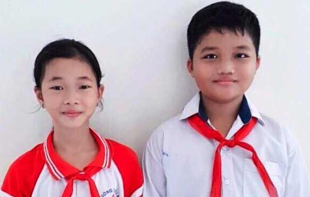 Hai học sinh Đinh Thị Anh Thư và Trần Hoàng Nam.