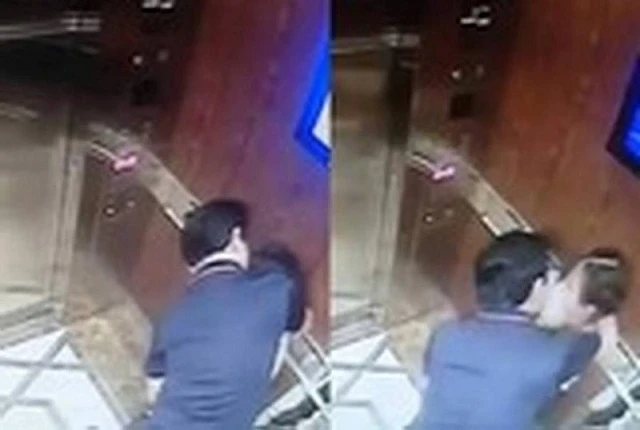Đối tượng Nguyễn Hữu Linh bị phát hiện có hành vi dâm ô với bé gái trong thang máy do camera ghi lại.