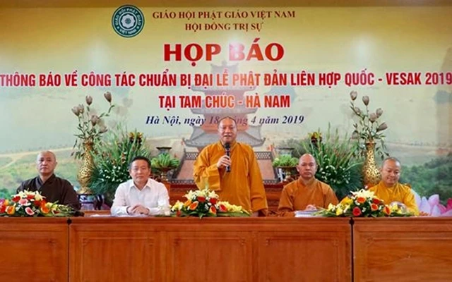 Họp báo thông tin về công tác chuẩn bị Đại lễ Phật đản Liên hợp quốc Vesak 2019. Ảnh: Duy Linh.