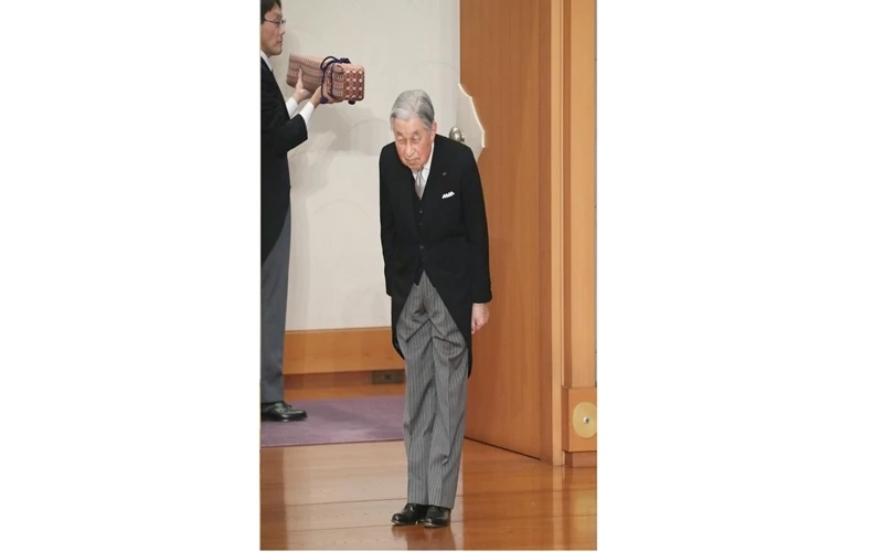 Nhật hoàng Akihito trong lễ thoái vị tại Hoàng cung ở Tokyo, ngày 30-4. (Ảnh: Reuters)