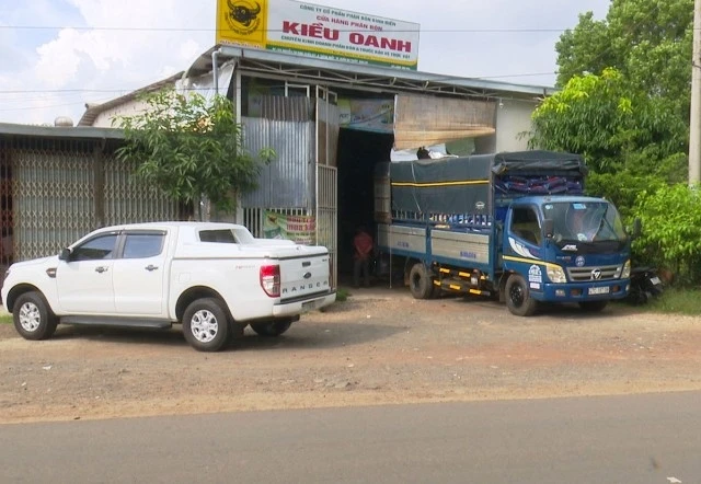 Cửa hàng phân bón Kiều Oanh, nơi phát hiện hàng chục tấn phân bón không có hóa đơn chứng từ và hết hạn sử dụng.