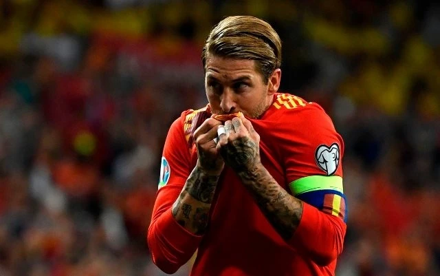 Ramos đã có bảy bàn thắng trong tám lần ra sân gần nhất cho tuyển quốc gia Tây Ban Nha. (Ảnh: UEFA)