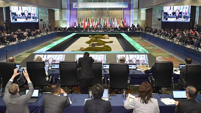 Cuộc họp của các Bộ trưởng Thương mại và Môi trường G20 tại Nhật Bản. Ảnh: SANKEI NEWS