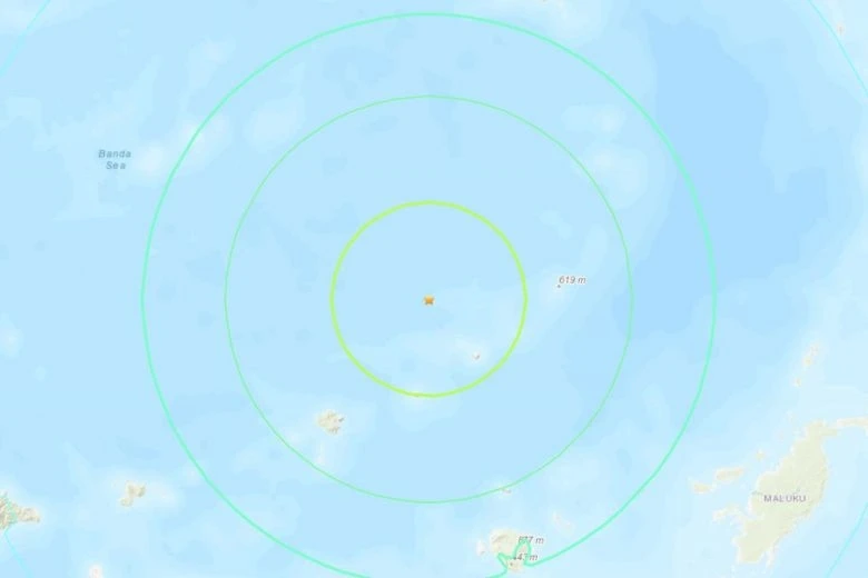 Bản đồ ghi nhận trận động đất xảy ra tại Indonesia (Ảnh: Straittimes)