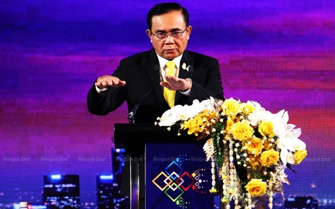 Thủ tướng Prayut phát biểu khai mạc Diễn đàn CLMVT 2019. (Ảnh: Bangkok Post)