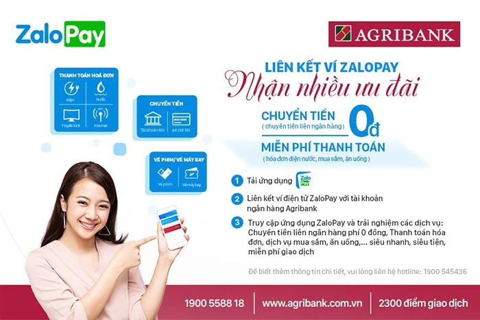 Hơn 16 triệu tài khoản thanh toán Agribank có thể liên kết với ZaloPay để nạp/rút tiền về ví và trải nghiệm chuyển tiền và thanh toán chỉ trong hai giây.