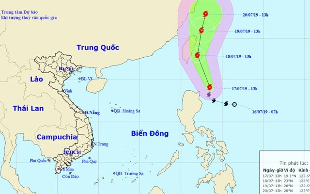 Vị trí và hướng di chuyển của bão Danas. (Nguồn: nchmf.gov.vn)