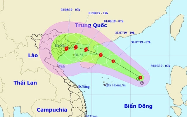 Vị trí và hướng di chuyển của áp thấp nhiệt đới. (Ảnh: nchmf.gov.vn)
