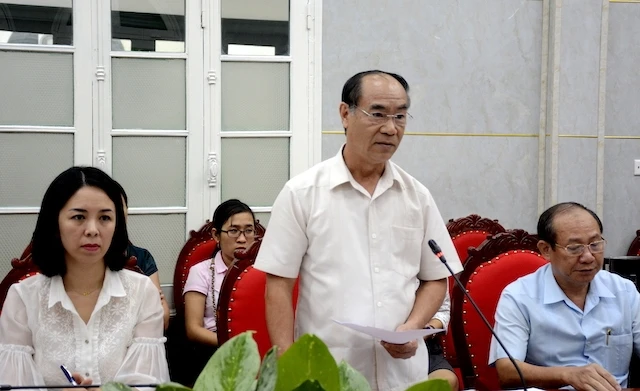 Chánh Thanh tra Bộ GD-ĐT Nguyễn Huy Bằng tại buổi công bố kết luận thanh tra đối với Sở GD-ĐT Hà Nội sáng 8-8