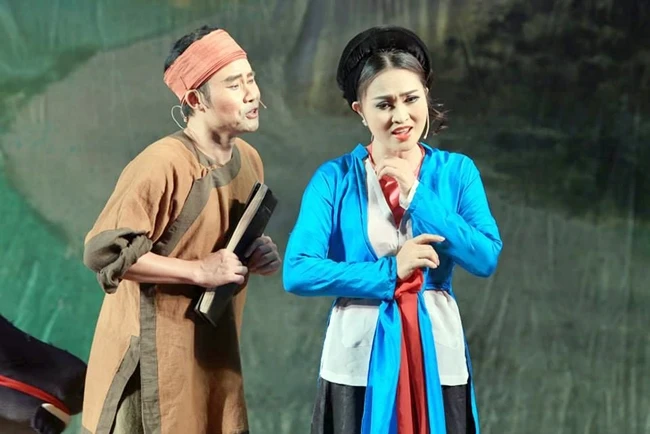 Một vở diễn trong chương trình “Hà Nội đêm thứ bảy” của Nhà hát Chèo Hà Nội.