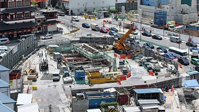 Một dự án tàu điện ngầm dưới lòng đất của Singapore. Ảnh: AFP