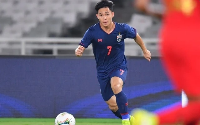 Supachok tỏa sáng rực rỡ, ghi dấu ấn trong cả ba bàn thắng của Thái-lan trước Indonesia. (Ảnh: Liên đoàn Bóng đá Thái-lan)