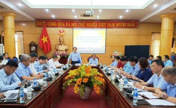 Bộ trưởng Nội vụ Lê Vĩnh Tân phát biểu tại buổi kiểm tra.