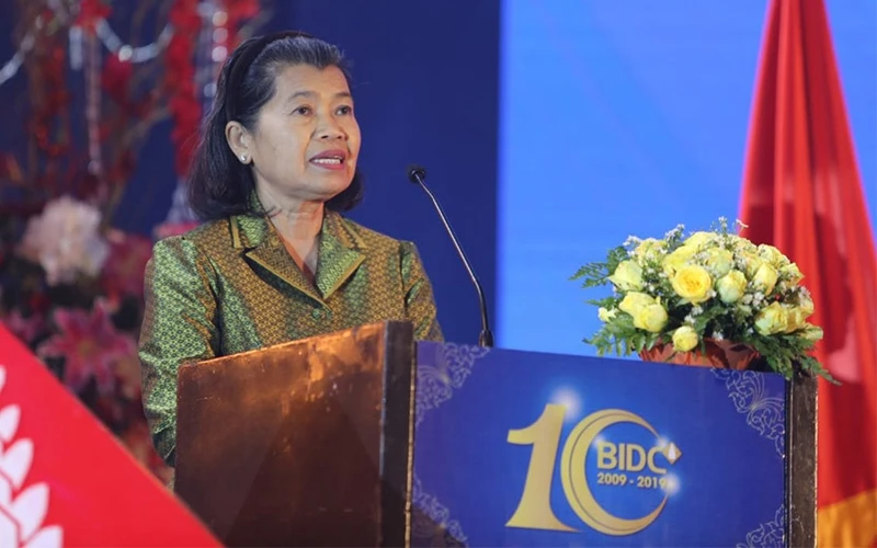 Phó Thủ tướng Campuchia Men Sam An phát biểu ý kiến