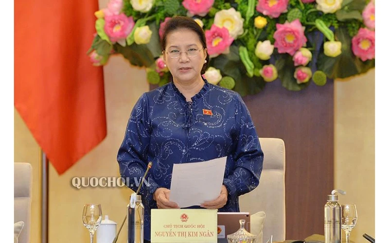 Chủ tịch Quốc hội Nguyễn Thị Kim Ngân phát biểu bế mạc phiên họp. Ảnh: Quốc hội.