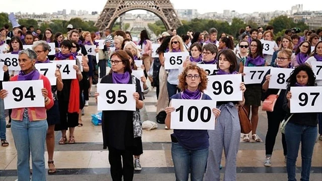 Phong trào chống nạn femicide tại Pháp. Ảnh: AFP