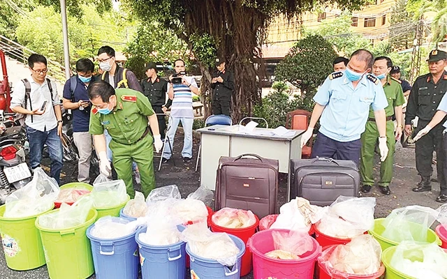 Tang vật từ một vụ án ma túy lớn bị triệt phá tại TP Hồ Chí Minh năm 2019.