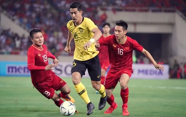 Quang Hải và các đồng đội đã cho thấy bản lĩnh và đẳng cấp vượt một bậc so với Malaysia. (Ảnh: AFC)