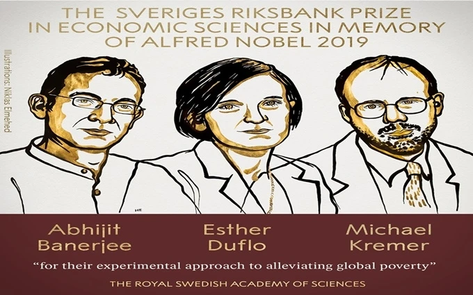 Chân dung ba nhà kinh tế học trở thành chủ nhân của giải Nobel Kinh tế 2019. (Ảnh: Nobelprize.org)