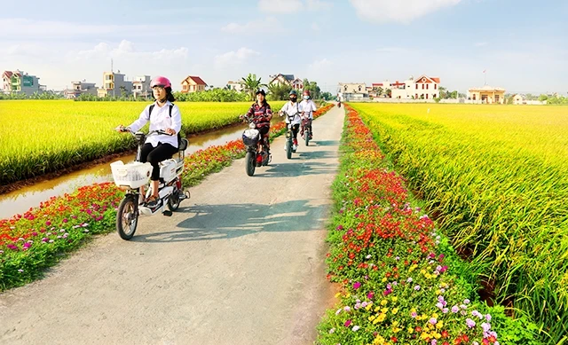 Ðường giao thông ở xã nông thôn mới Hải Quang, huyện Hải Hậu (Nam Ðịnh).