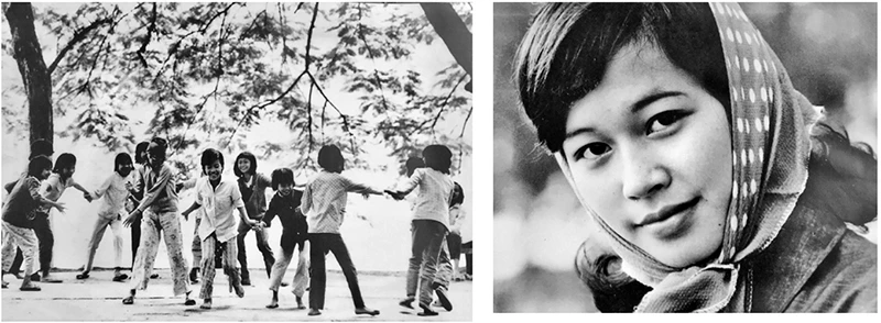 Những đứa trẻ bên hồ Gươm và Vẻ đẹp thiếu nữ phố cổ Hà Nội được NSNA Quang Phùng chụp vào sáng ngày 10-10-1954 lịch sử.