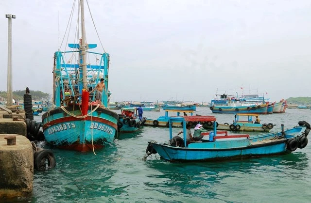 Tàu cá BĐ 96389TS bị nạn đã được cứu hộ và neo đậu an toàn tại cảng Phú Quý (Bình Thuận).