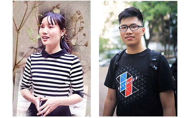 Hai thủ khoa xuất sắc của TP Hà Nội năm 2019 Nguyễn Thị Hồng và Lê Thế Việt Hoàng.