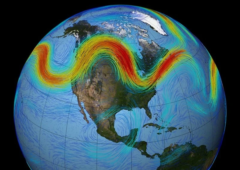 Hình ảnh các dòng tia đang luân chuyển ở Bắc Cực. Ảnh; NASA.