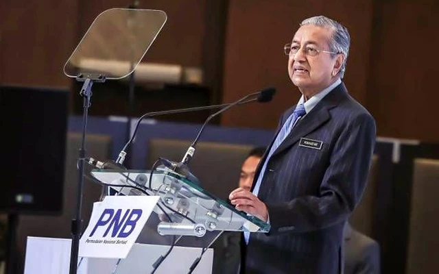 Thủ tướng M.Mô-ha-mét phát biểu tại Hội nghị cấp cao doanh nghiệp PNB 2019. Ảnh The SunDaily