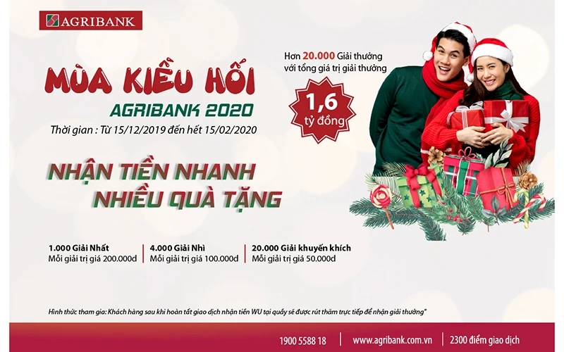Nhận tiền Kiều hối qua Agribank: Nhận tiền nhanh - Nhiều quà tặng