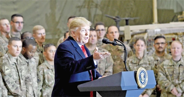 Tổng thống D. Trump phát biểu trong chuyến thăm binh lính Mỹ đồn trú tại Afghanistan.