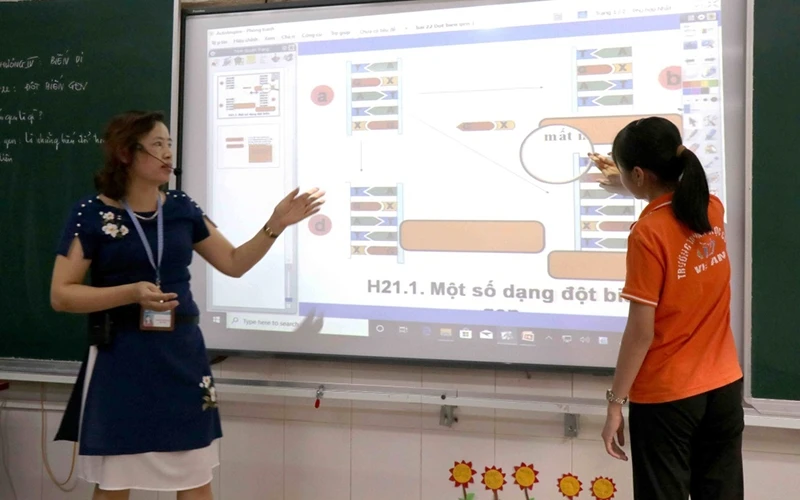 Mô hình lớp học thông minh tại Trường THCS Vệ An (TP Bắc Ninh).