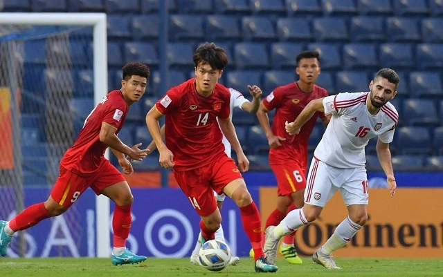 U23 Việt Nam có trận hòa có thể nói là thành công trước U23 UAE trong ngày ra quân. (Ảnh: AFC)