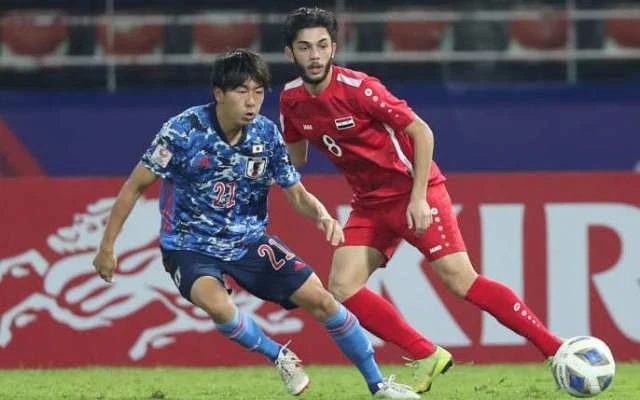 U23 Nhật Bản (áo xanh) sớm nói lời chia tay VCK U23 châu Á 2020 sau trận thua U23 Syria tối 12-1.