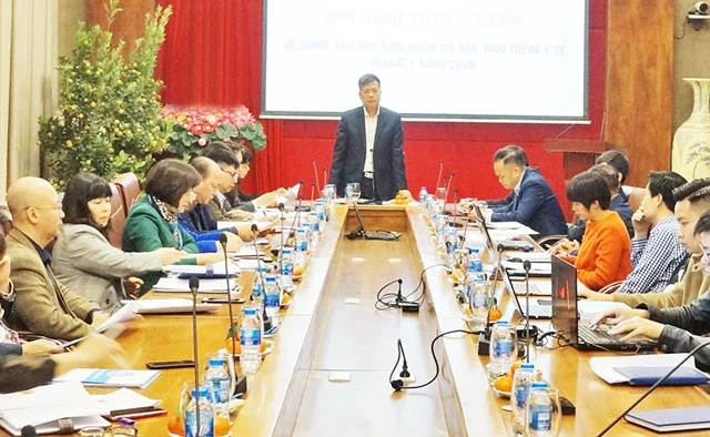 Hội nghị về công tác thu BHXH, BHYT của Bảo hiểm xã hội Việt Nam. Ảnh: NAM BÌNH