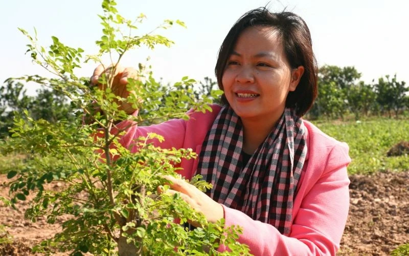 Hiểu được giá trị của đất đai, chị Nguyễn Thị Thu luôn nâng niu, trân trọng từng nguồn sống lặng thầm trong lòng đất.