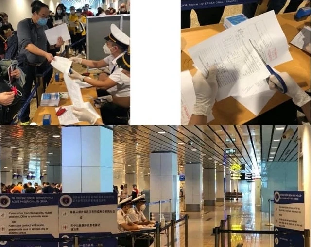 Triển khai khai báo y tế tại sân bay Cam Ranh đối với hành khách nhập cảnh đến từ Trung Quốc.
